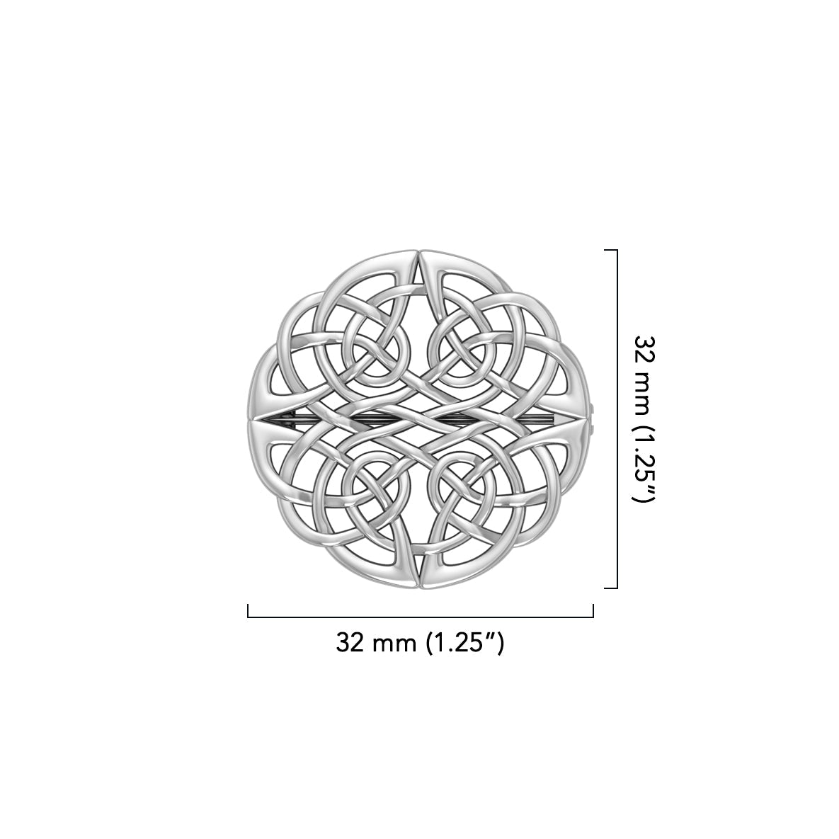 Celtic Knotwork Sterling Silver Plated over Solid Brass Brooch BTBR008*