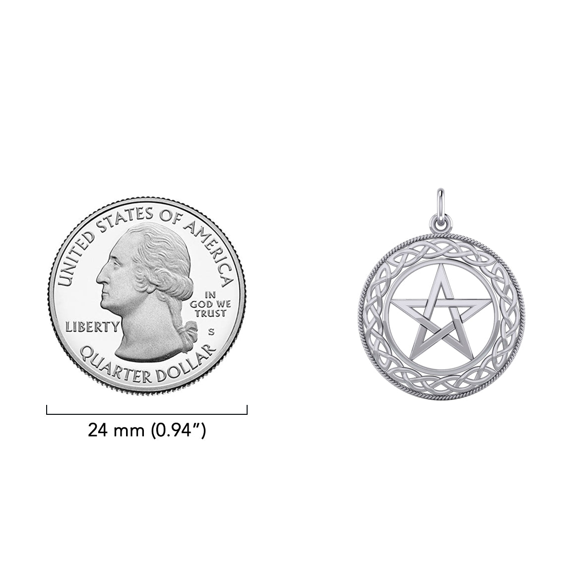 Celtic & Pentacle Sterling Silver Plated over Solid Brass Charm BTC122*