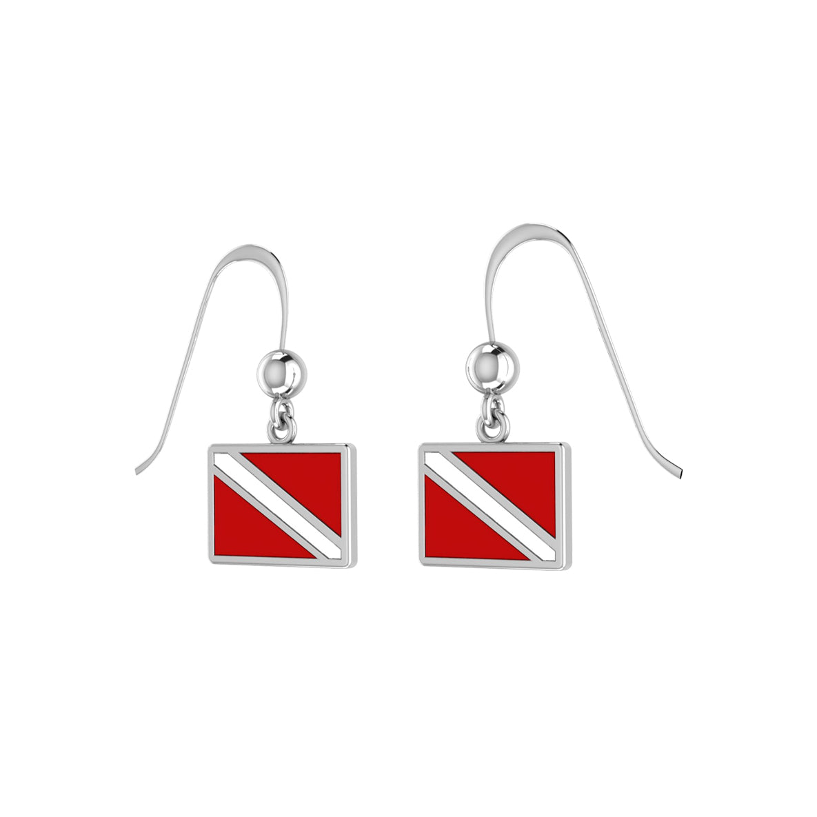 Dive Flag Sterling Silver Plated over Solid Brass Hook Earrings BTE2028*