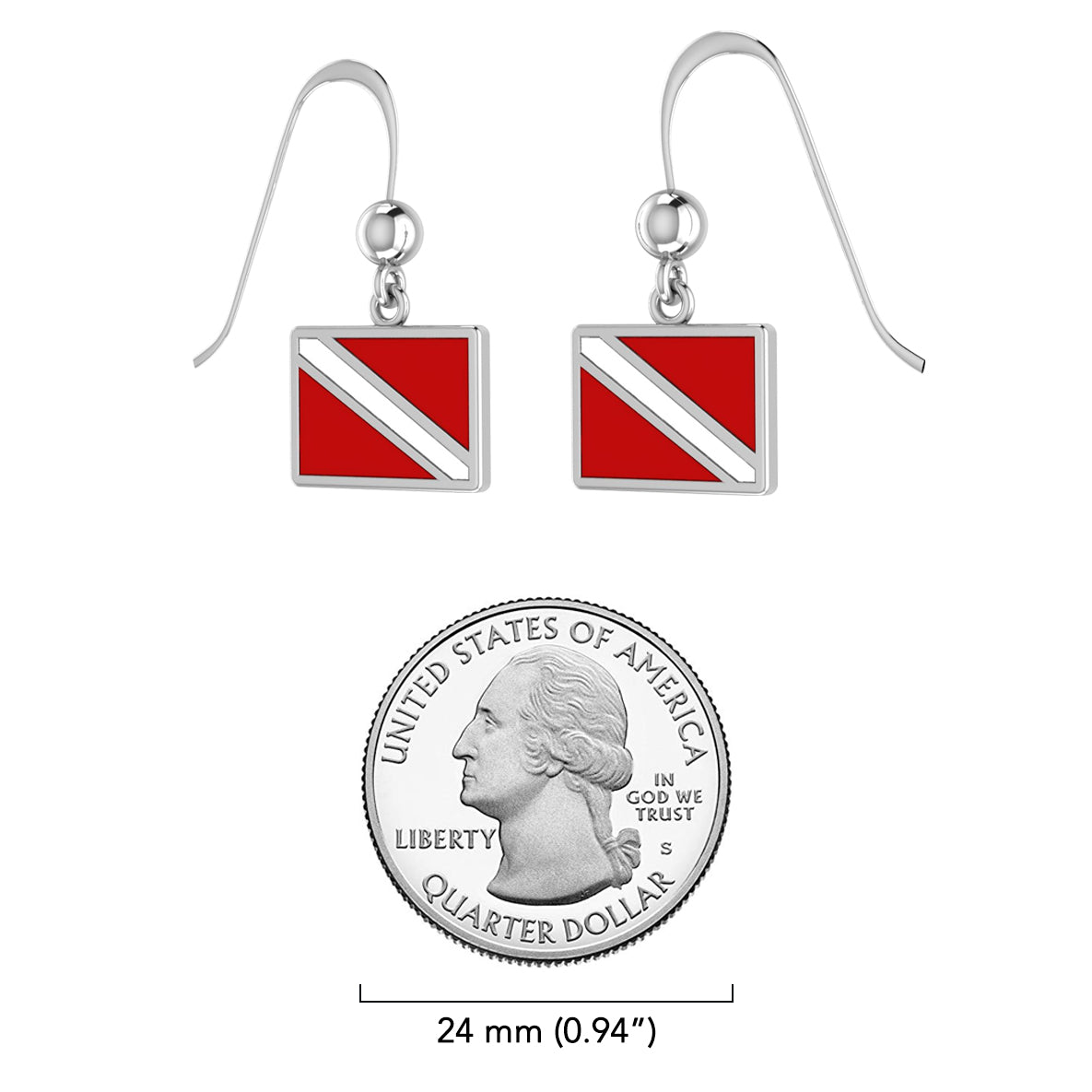 Dive Flag Sterling Silver Plated over Solid Brass Hook Earrings BTE2028*