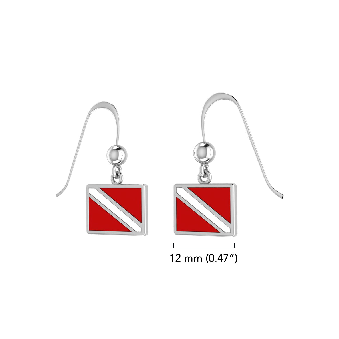 Dive Flag Sterling Silver Plated over Solid Brass Hook Earrings BTE2028*