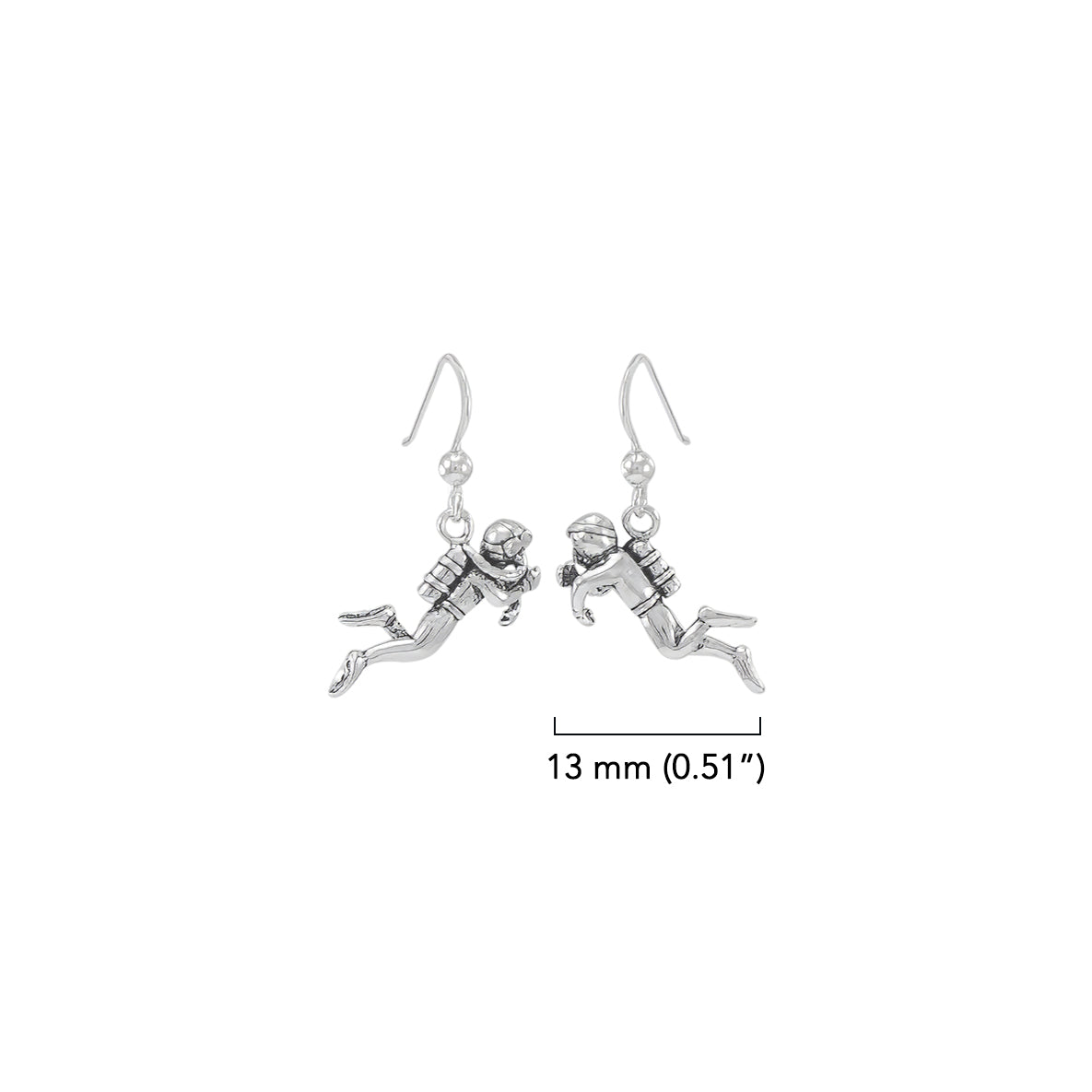 Scuba Sport Diver Sterling Silver Plated over Solid Brass Earrings BTE968*