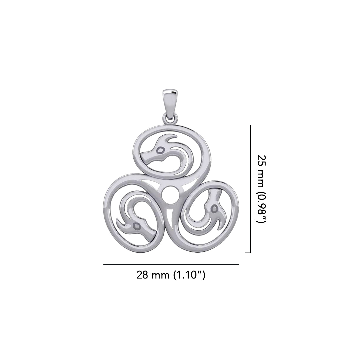 3 Dragons Sterling Silver Plated over Solid Brass Pendant BTP088*