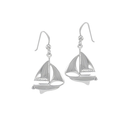 Sailboat Sterling Silver Plated over Solid Brass Earrings BWE152