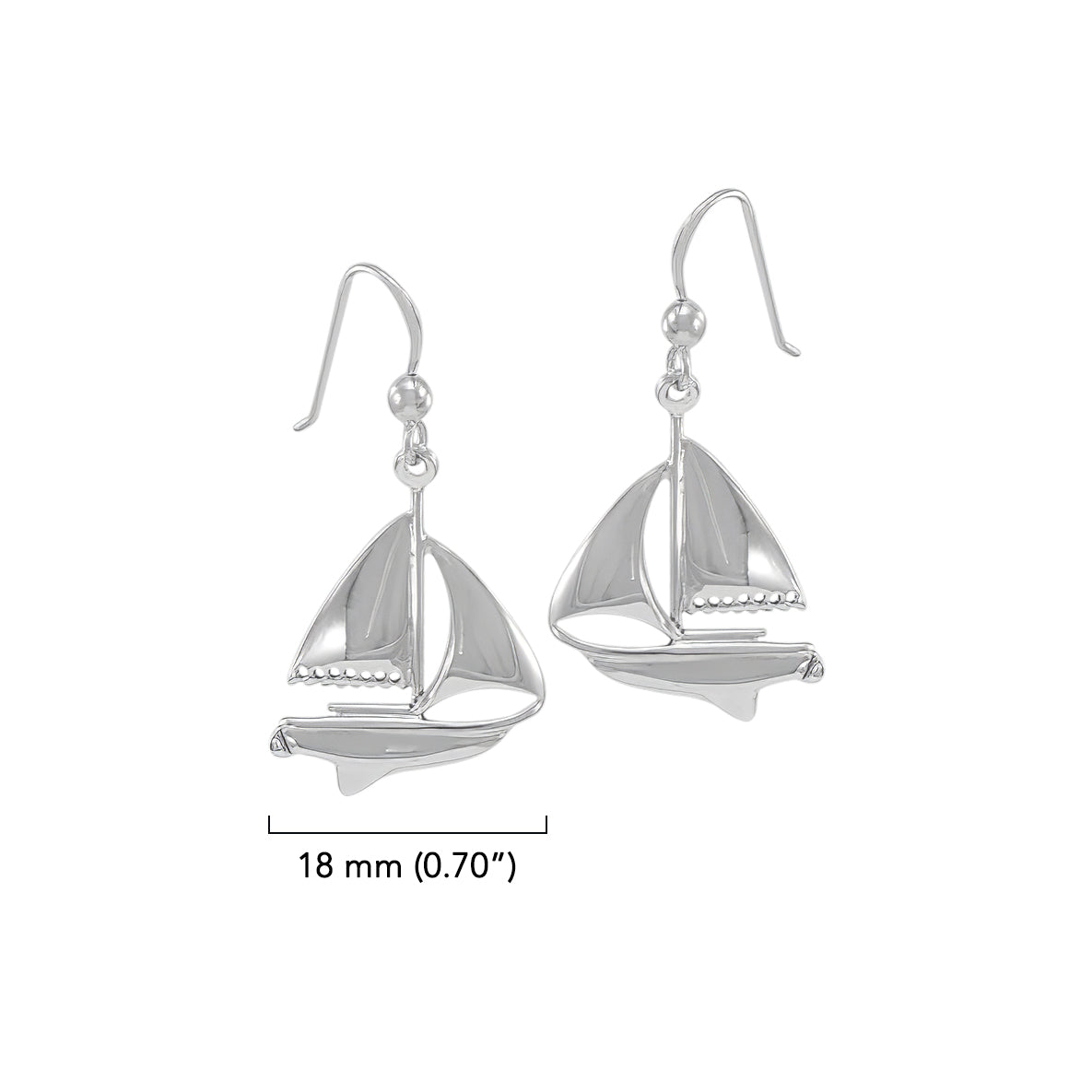 Sailboat Sterling Silver Plated over Solid Brass Earrings BWE152