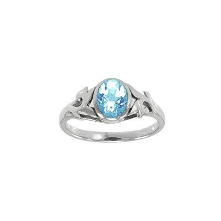 Vine Silver Ring with Oval Gemstone TR763 by TR763