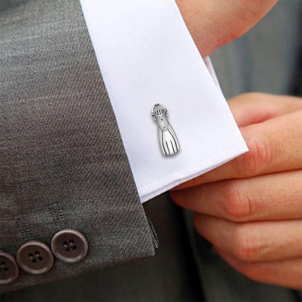 Flip and swim with Swim Fin ~ Sterling Silver Cufflinks CL021