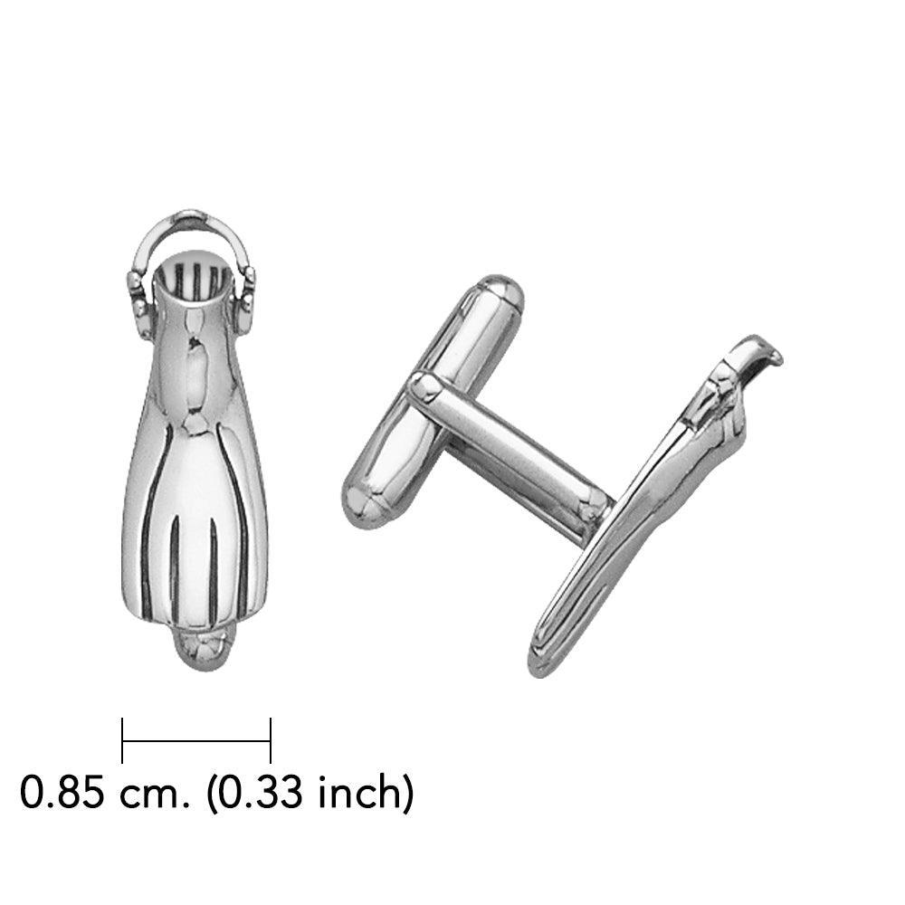 Flip and swim with Swim Fin ~ Sterling Silver Cufflinks CL021