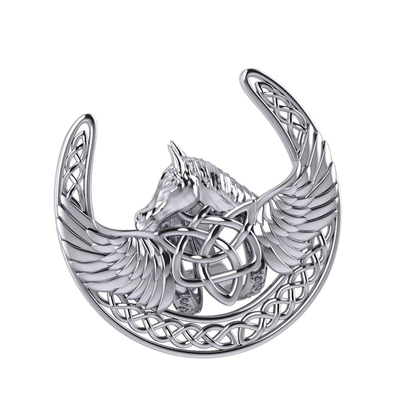 The Celtic Pegasus with Horseshoe Silver Scarf Ring By Peter Stone EOT182