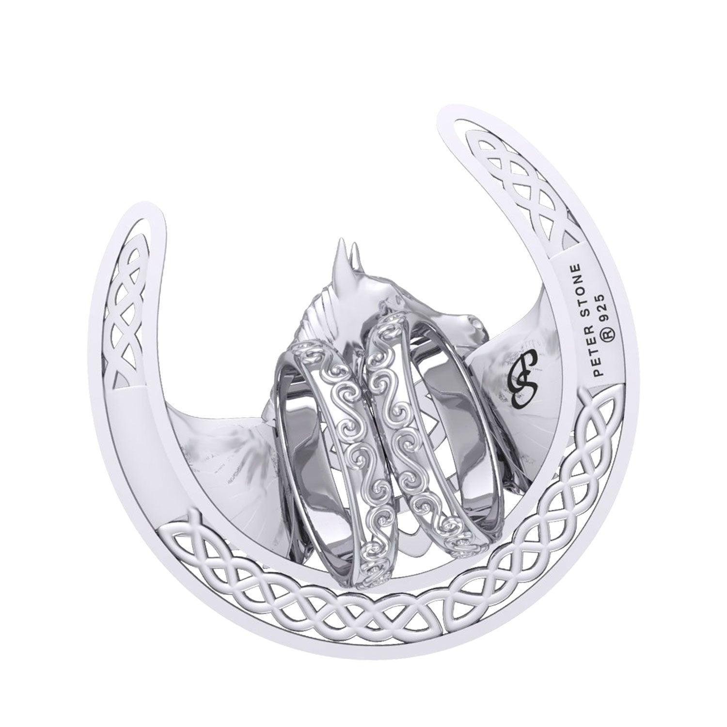 The Celtic Pegasus with Horseshoe Silver Scarf Ring By Peter Stone EOT182 - peterstone.dropshipping