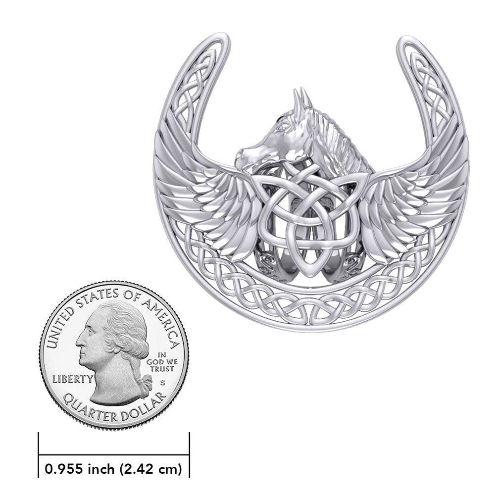 The Celtic Pegasus with Horseshoe Silver Scarf Ring By Peter Stone EOT182