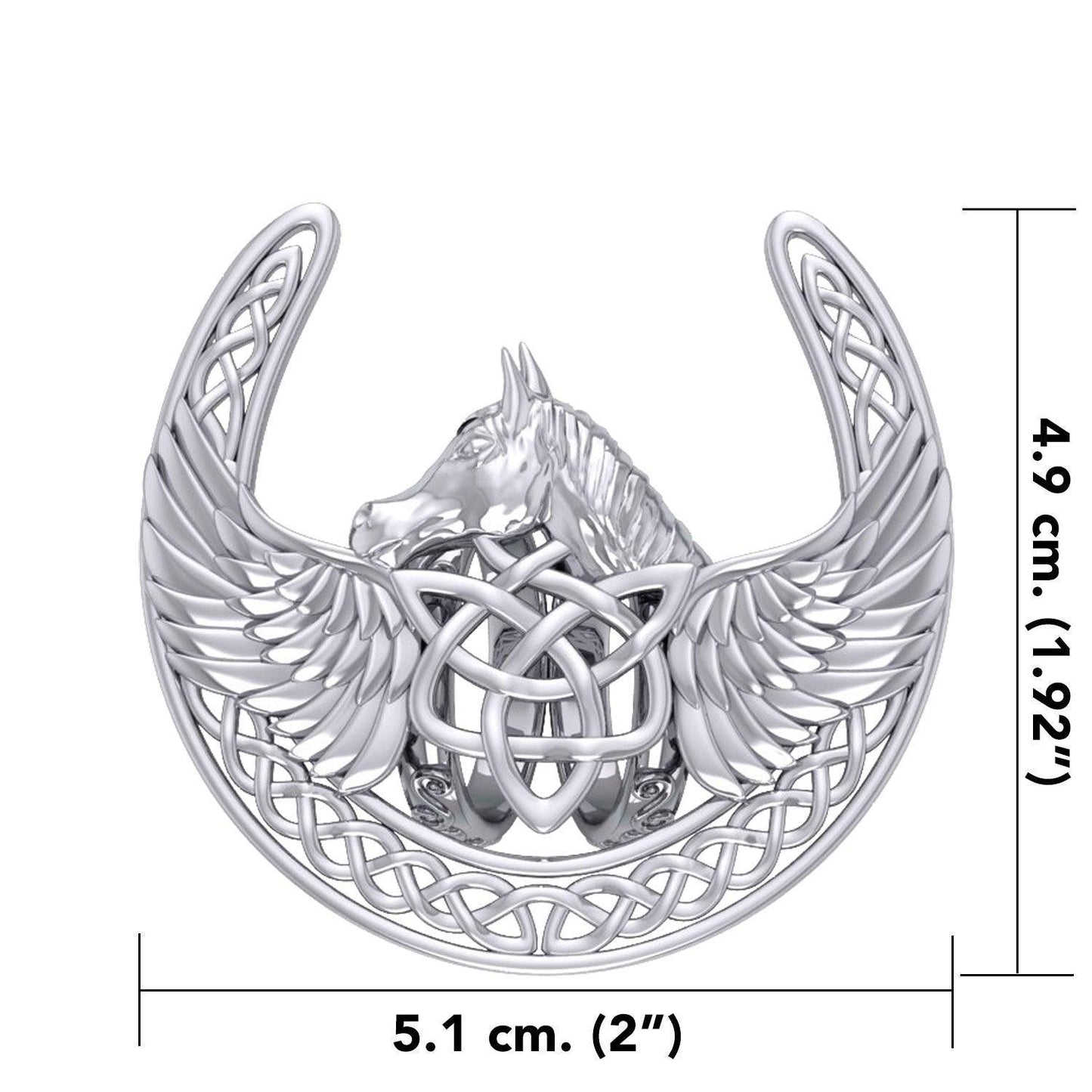 The Celtic Pegasus with Horseshoe Silver Scarf Ring By Peter Stone EOT182 - peterstone.dropshipping
