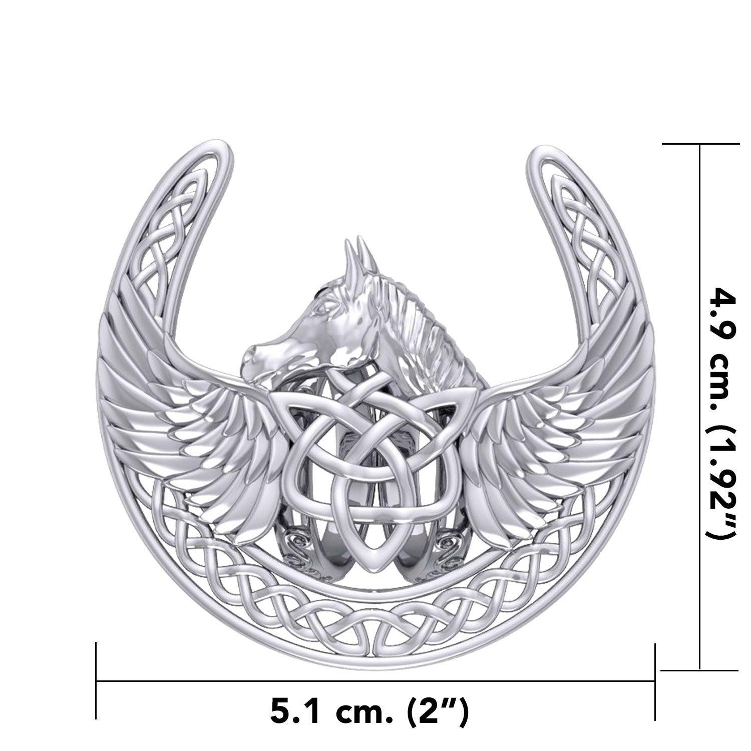 The Celtic Pegasus with Horseshoe Silver Scarf Ring By Peter Stone EOT182