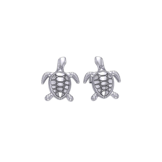 Silver Turtle Post Earrings JE206 - peterstone.dropshipping
