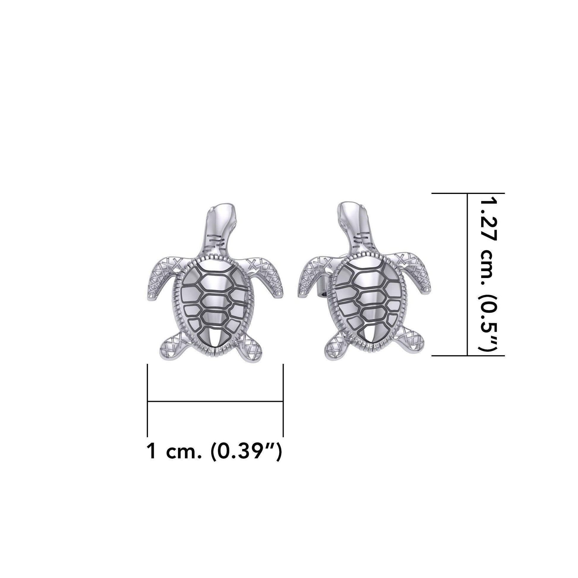 Silver Turtle Post Earrings JE206 - peterstone.dropshipping
