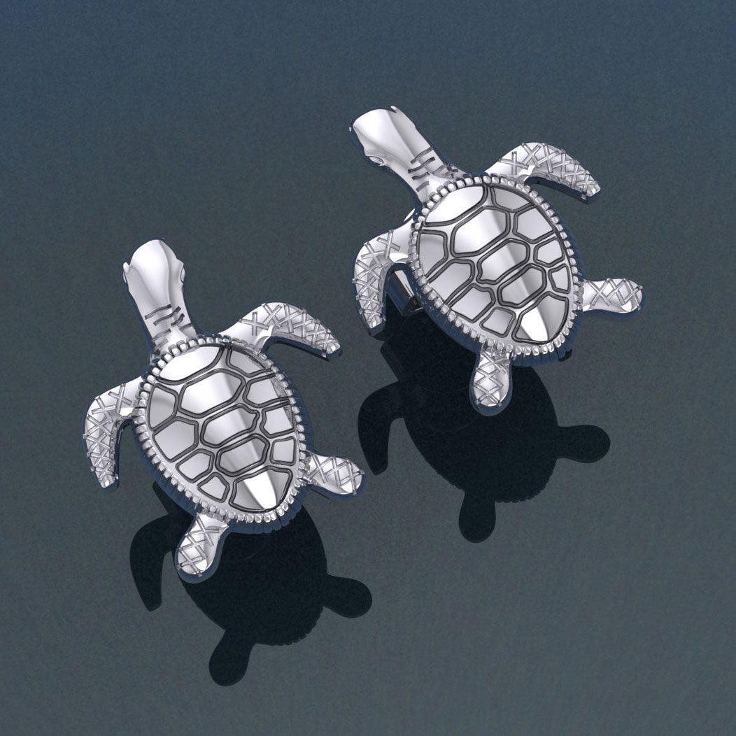 Silver Turtle Post Earrings JE206 - peterstone.dropshipping