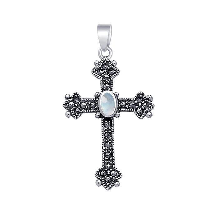 Medieval Cross Silver & Marcasite Pendant JP010