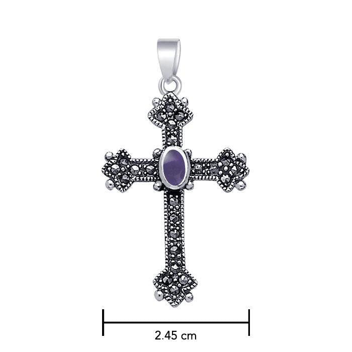 Medieval Cross Silver & Marcasite Pendant JP010