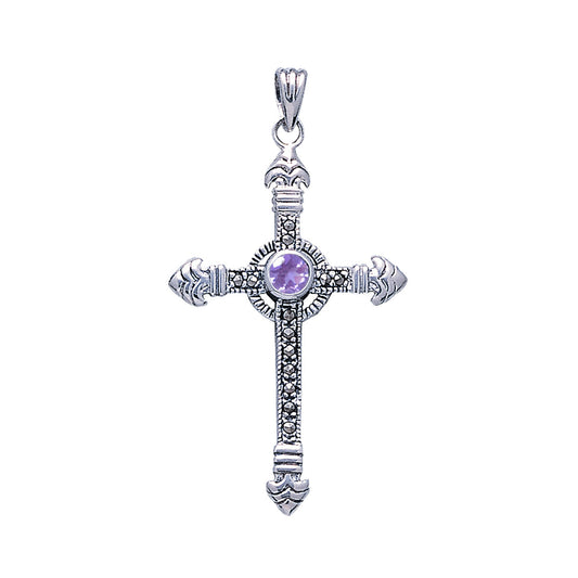 Celtic Cross Sterling Silver & Marcasite Pendant JP030