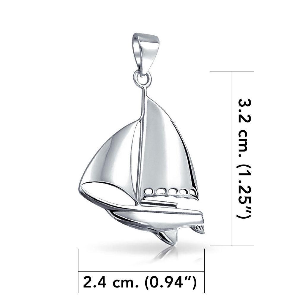 Enjoy sailing ~ Sterling Silver Sailboat Pendant Jewelry JP065 - peterstone.dropshipping