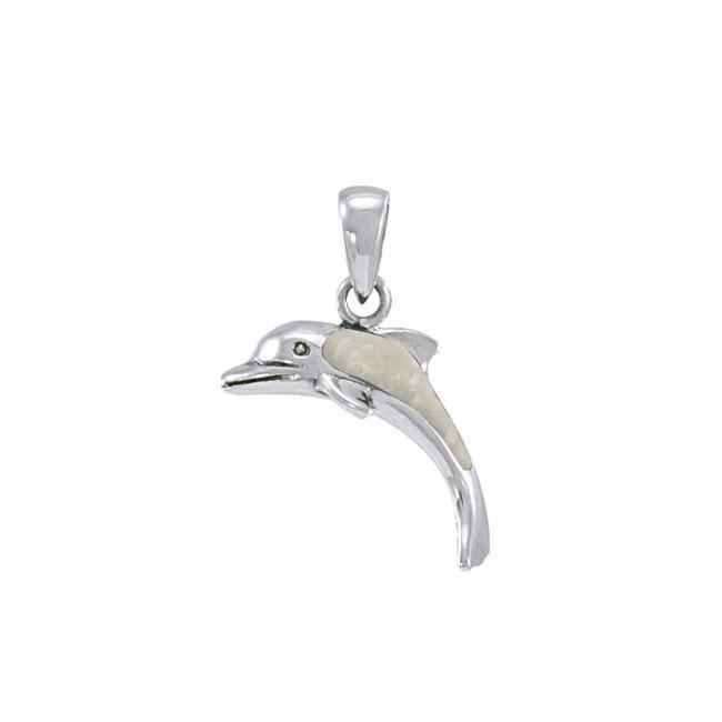 Silver and Paua Shell Dolphin Pendant JP067