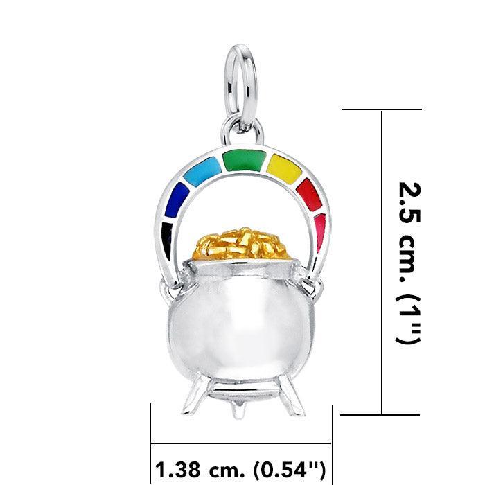 There’s magic in a rainbow pot of gold ~ Sterling Silver Goddess Danu Charm Jewelry with 14k Gold accent MCM153