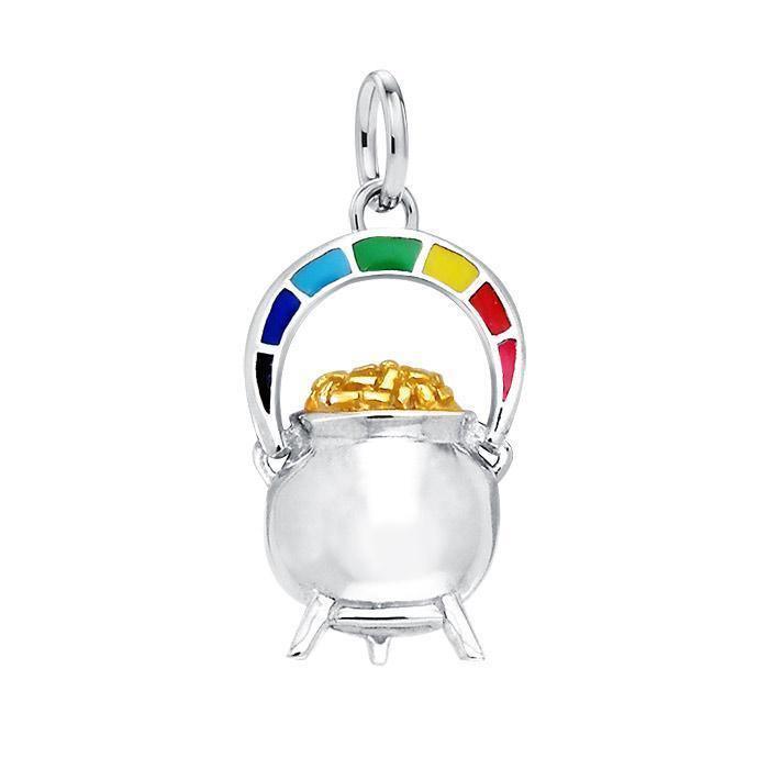 There’s magic in a rainbow pot of gold ~ Sterling Silver Goddess Danu Charm Jewelry with 14k Gold accent MCM153