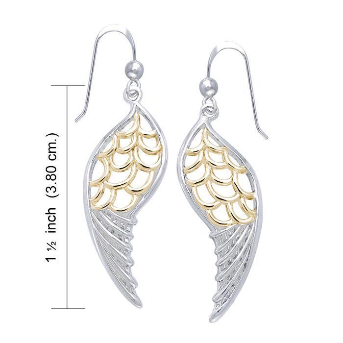 Feel the Angel’s Gentle Wings ~ Silver and Gold Jewelry Dangling Earrings MER1131