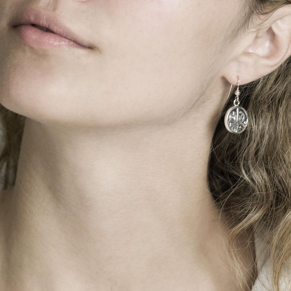 Peace Sign Steampunk Silver and Gold Accent Earrings MER1373