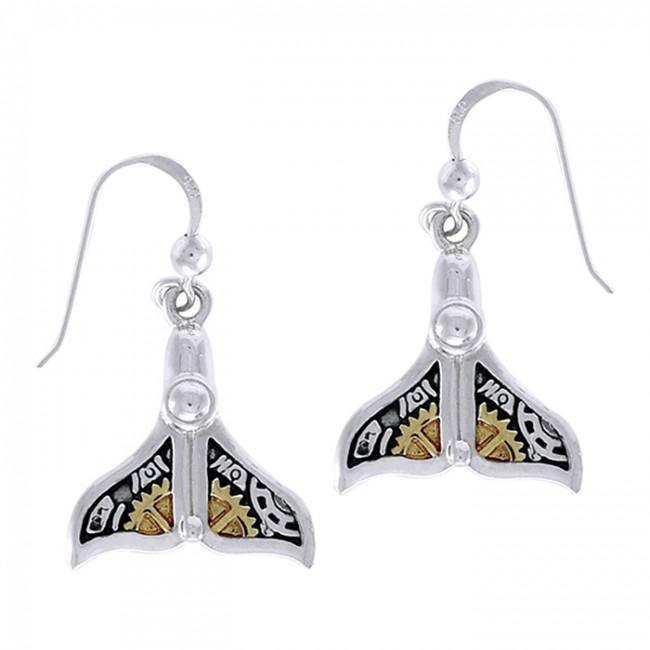 Sterling Silver Steampunk Whale's Tail Hook Earrings MER1374