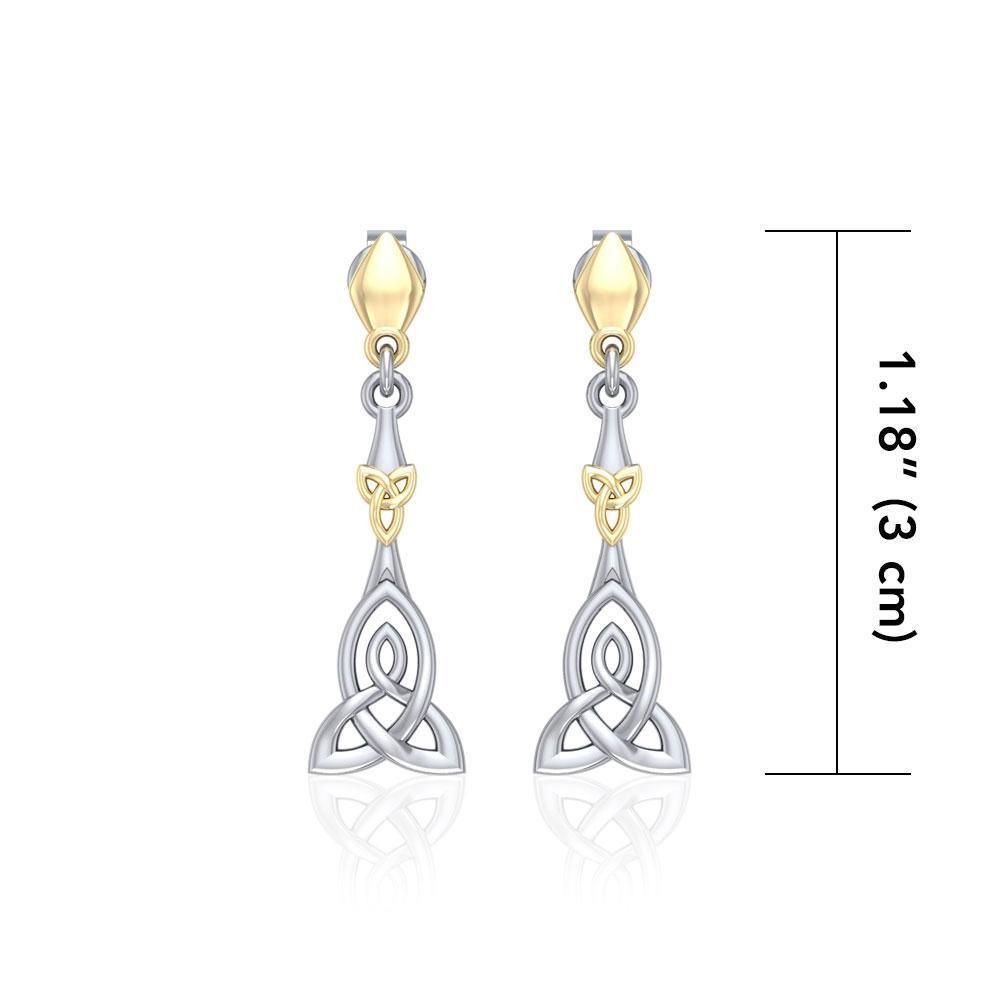 Celtic Trinity Knot Silver and Gold Post Earrings MER1678