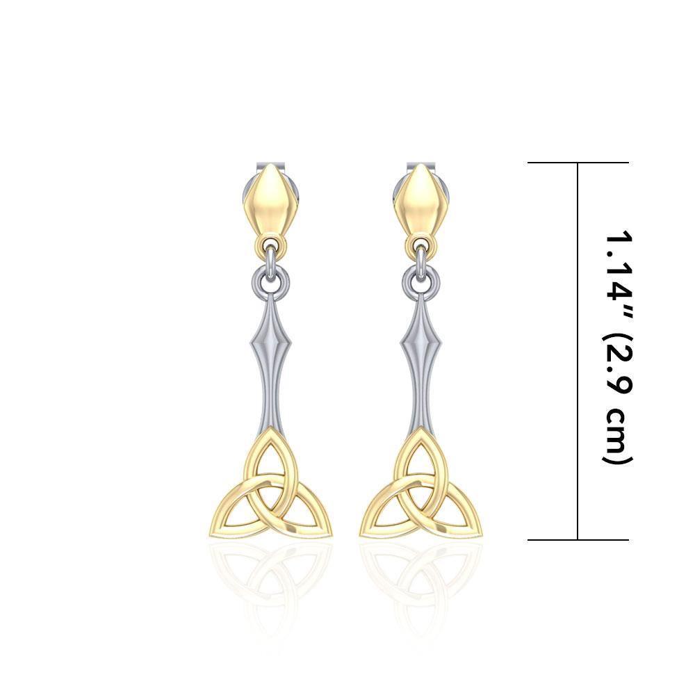Celtic Trinity Knot Silver and Gold Post Earrings MER1679