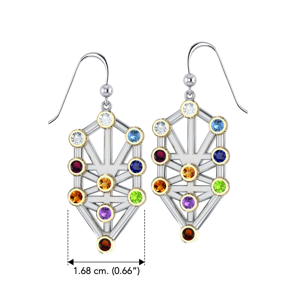 Kabbalah with Chakra Gemstone Sterling Silver and 14K Gold Accent Earrings MER1717