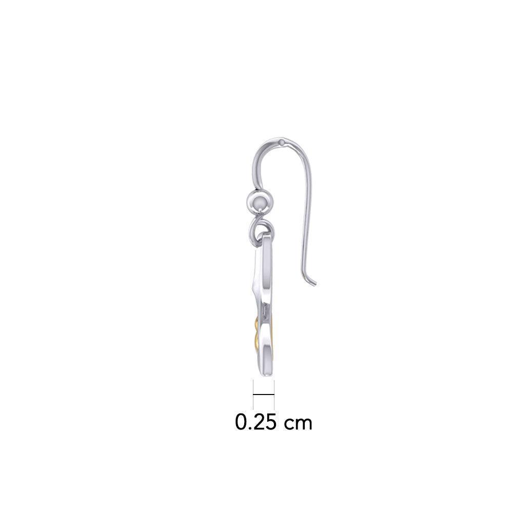 Whale Tail and Celtic Heart Silver with 14K Gold Accent Earrings MER2163