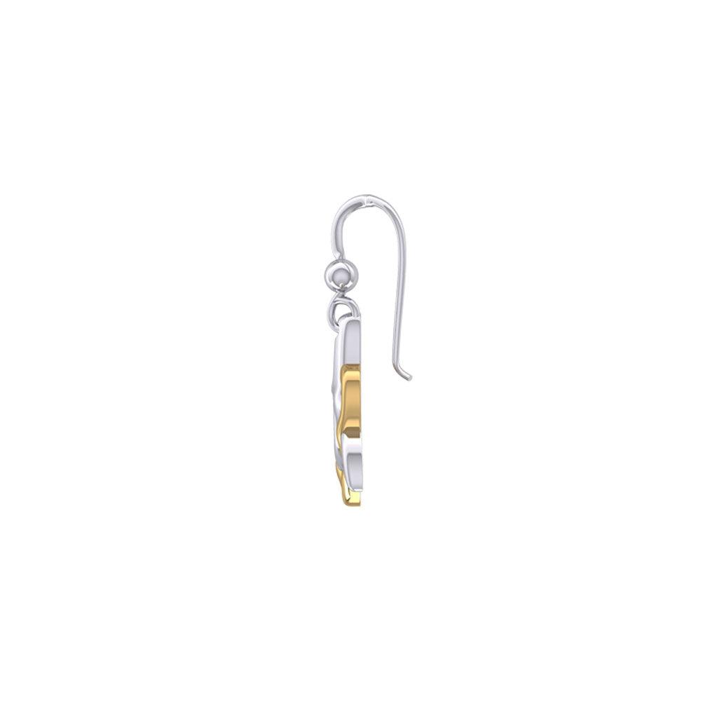 Whale Tail And Heart Silver With 14K Gold Accent Earrings MER2164
