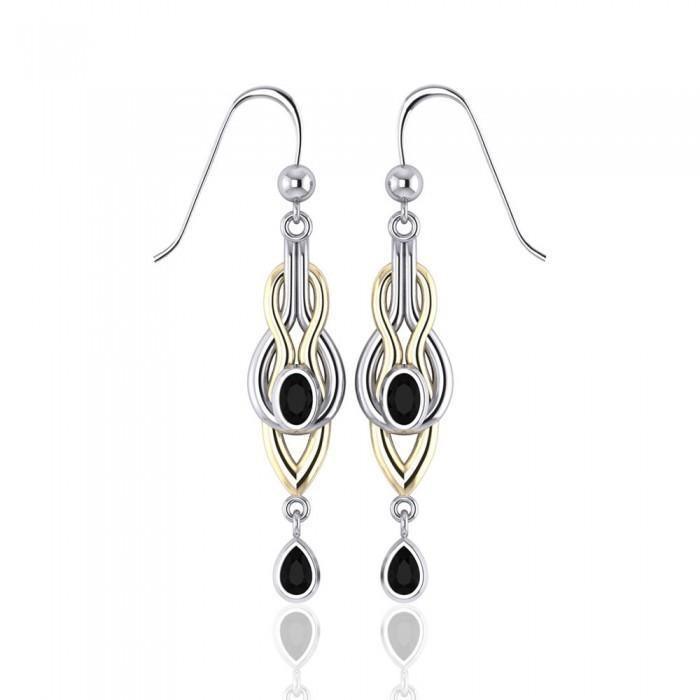 Black Magic Braided Silver & Gold Earrings MER385