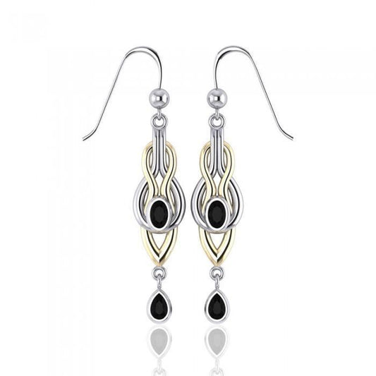 Black Magic Braided Silver & Gold Earrings MER385