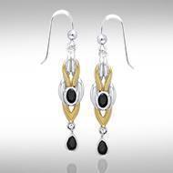Black Magic Braided Silver & Gold Earrings MER385