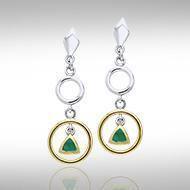 Black Magic Triangle & Circles Silver & Gold Earrings MER398