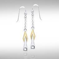 Black Magic Silver & Gold Pendant Earrings MER399