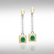 Black Magic Square Silver & Gold Earrings MER403