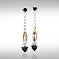 Blaque Silver & Gold Earrings with Gemstones MER408