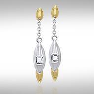 Black Magic Silver & Gold Pendant Earrings MER409