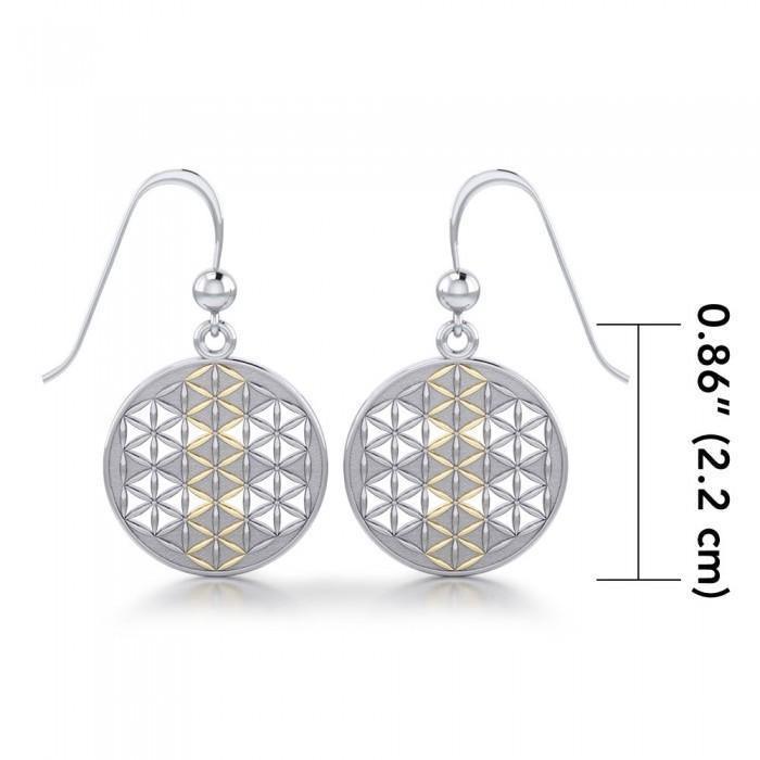 Flower of Life Mandala Silver and Gold Earrings MER514