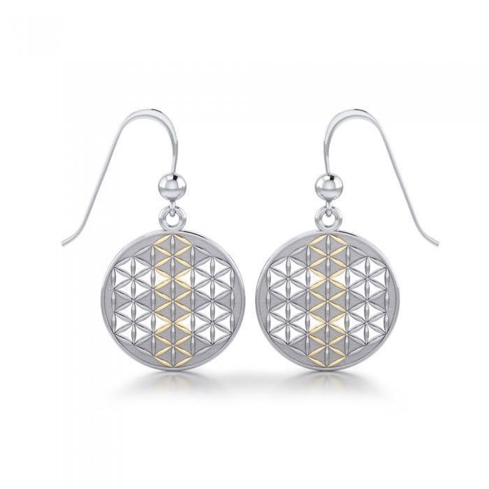 Flower of Life Mandala Silver and Gold Earrings MER514