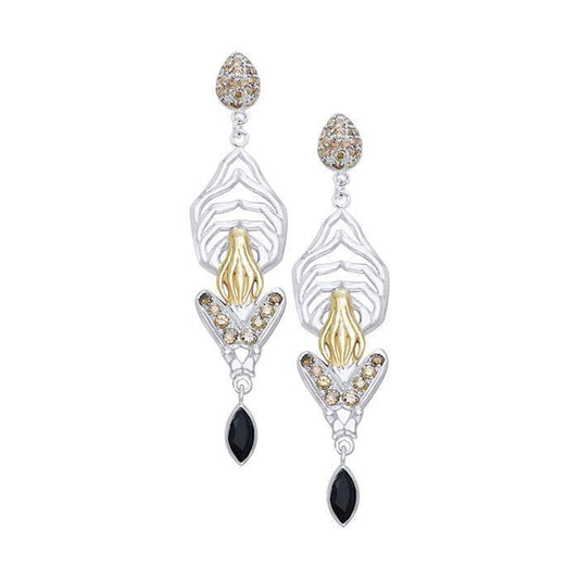 Unparalleled Elegance ~ Dali-inspired fine Sterling Silver Earrings in 18k Gold overlay MER519
