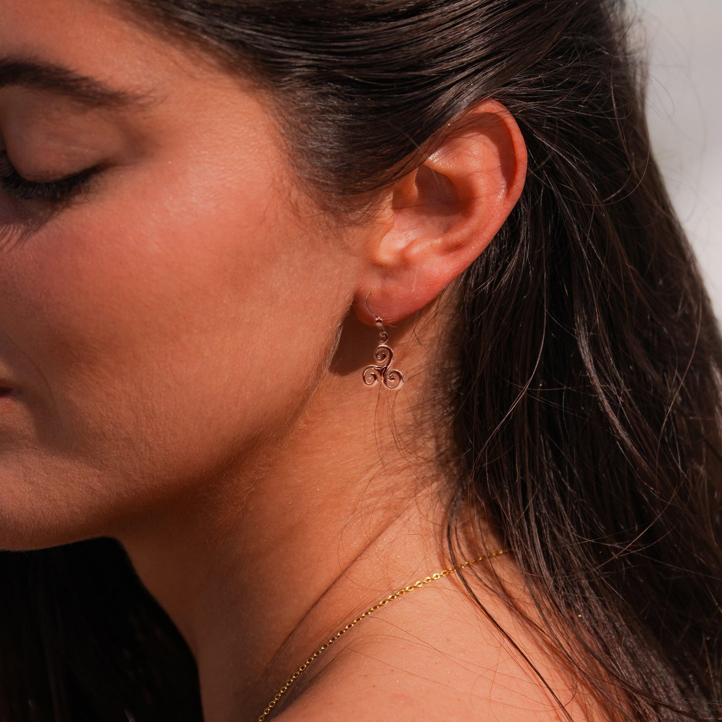 The road to eternal life ~ Celtic Celtic Triskele or Triskelion Sterling Silver with 18K Gold Accent Dangle Earrings MER709