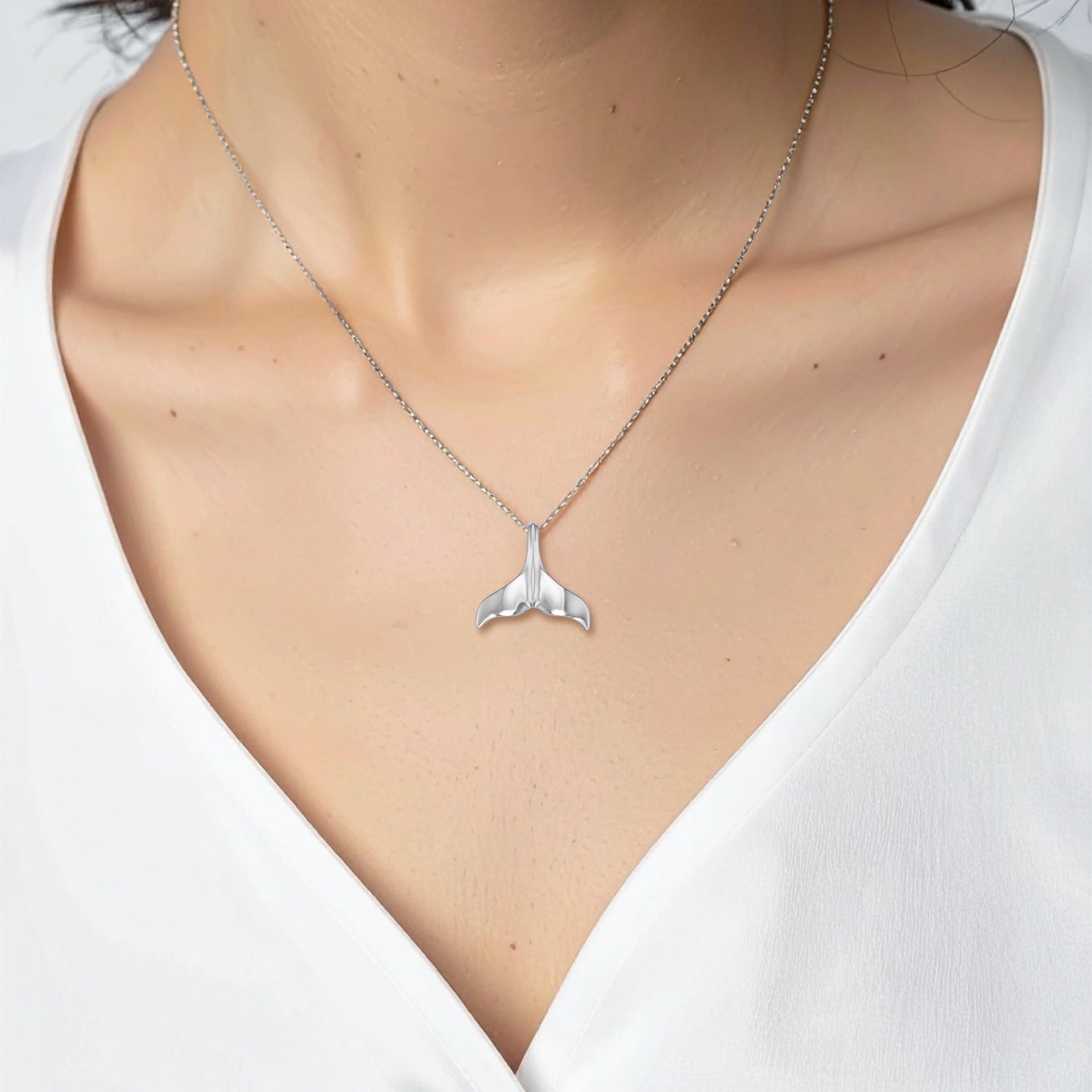 Whale Tail Sterling Silver Pendant MG481