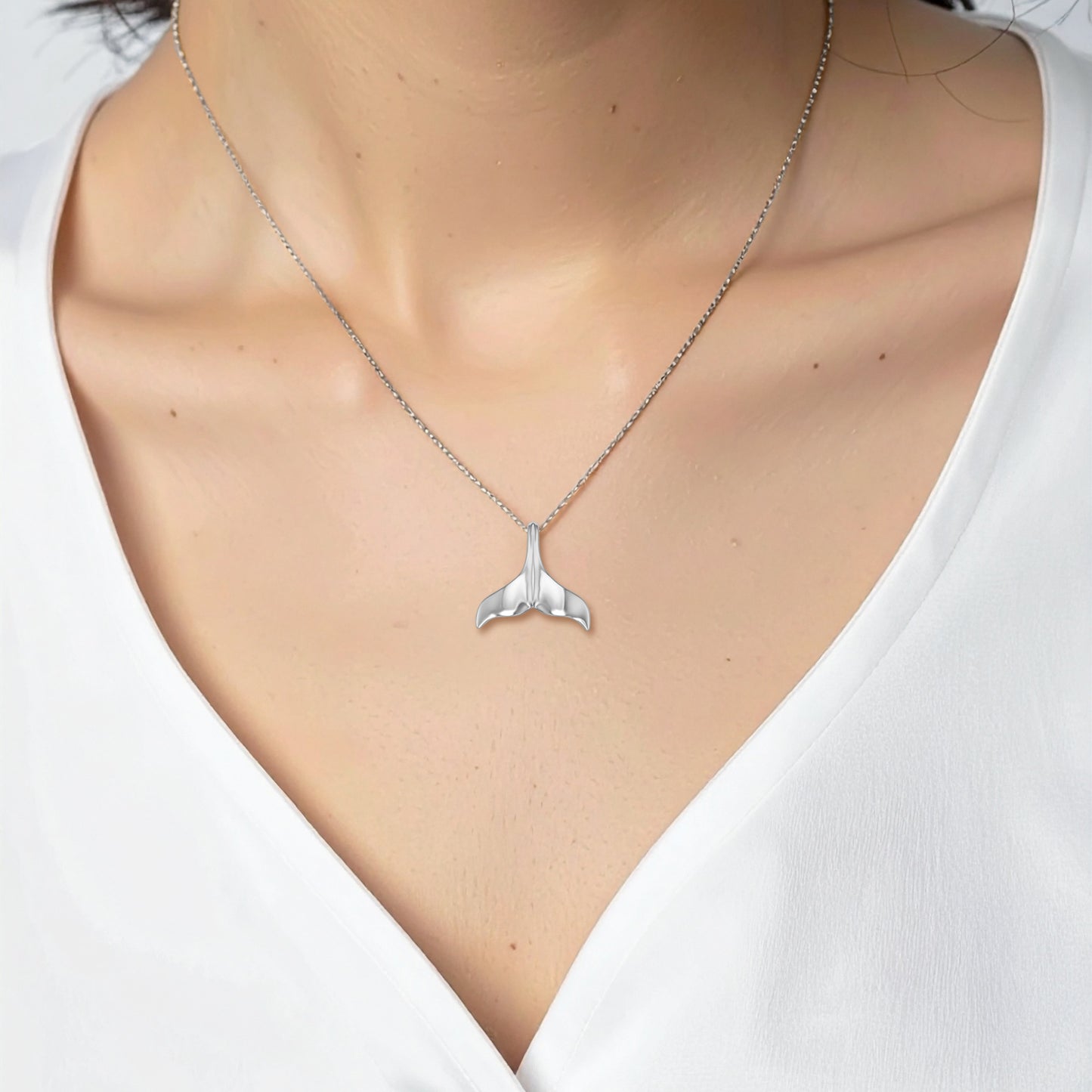 Whale Tail Sterling Silver Pendant MG481