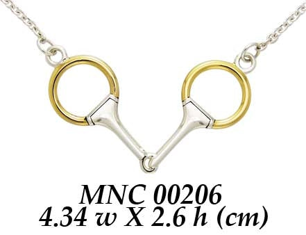 Eggbutt Snaffle Horse Bits Sterling Silver & 14K Gold Accent Necklace MNC206